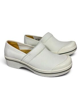 Dansko Vegan White Canvas Slip-On Clog Mules- woman’s 39